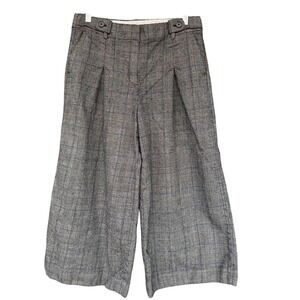 J. Crew Factory Plaid Wide Leg Pants in Black and Gray